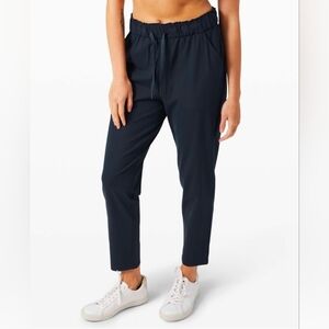 Lululemon Keep Moving Pants 7/8 High Rise Drawstring True Navy W5DCFS Sz 2
